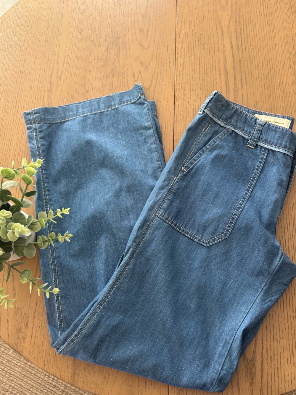 Pilcro Anthropologie No. 04 Wide Leg Patch Pocket Jeans 100% Cotton